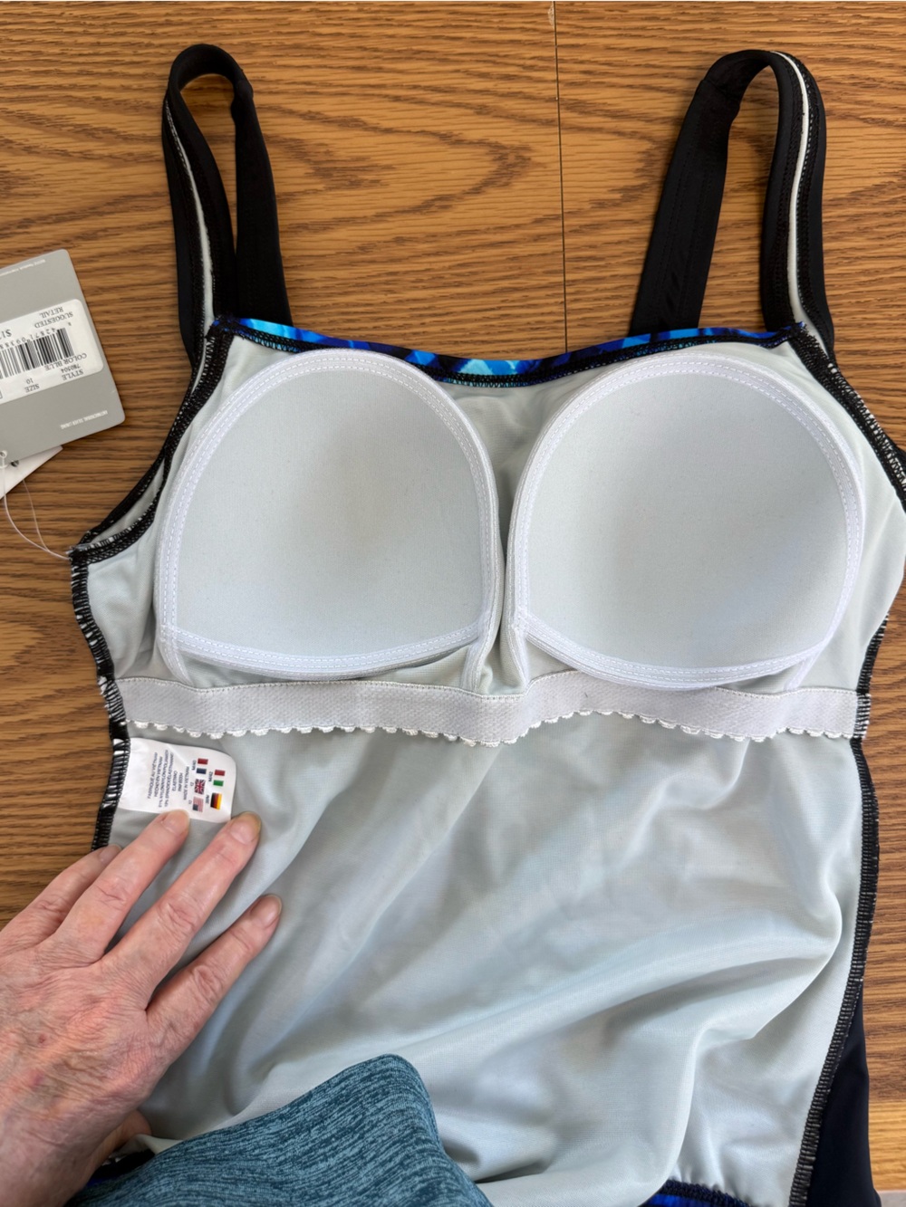 NWT Reebok Variations of Blue Swimsuit, Shelf Bra - Picture 6 of 12